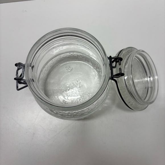 Vintage Cove Clear bale wire 3/4 L jar with floral design, made in Italy - Picture 5 of 11